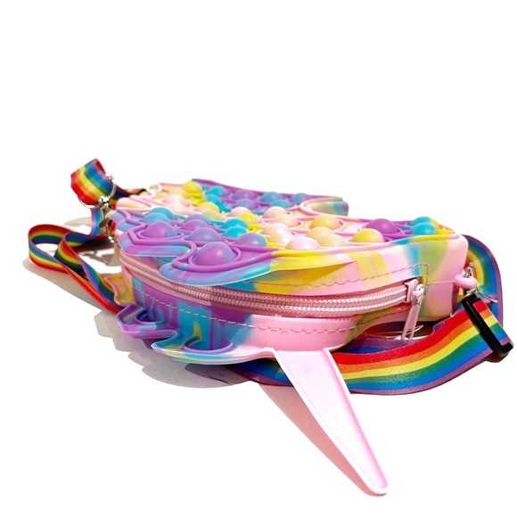 Pop It Tie Dye Unicorn Purse Bag Pink Blue Purple Rainbow Fidget Girls Horse Toy - Picture 3 of 6